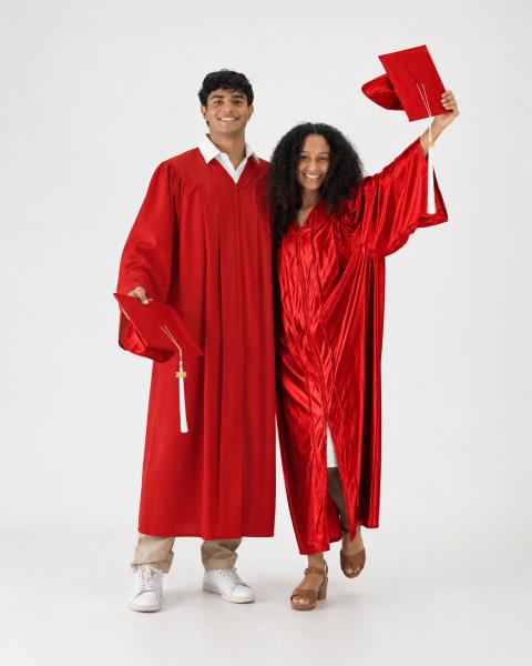 Red Graduation Caps & Gowns for Schools