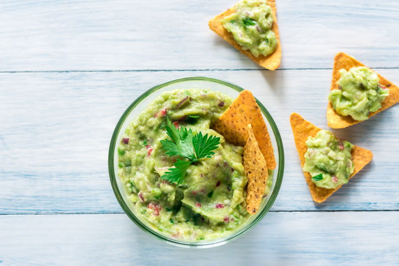 Chips and guacamole party platter