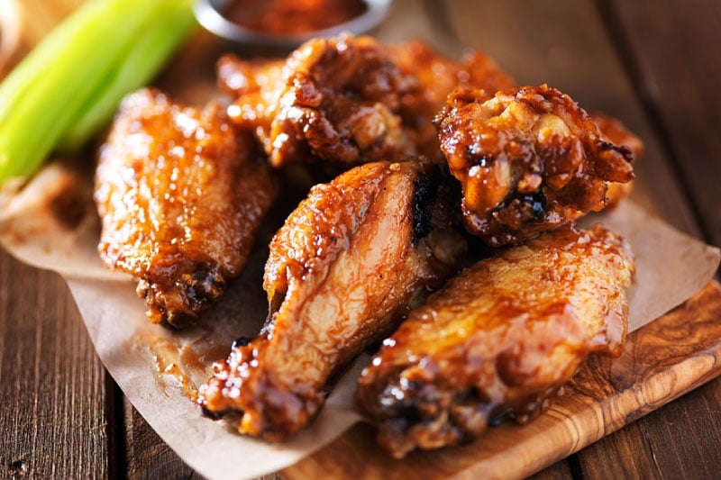 Sweet and savory chicken wings on a serving plate