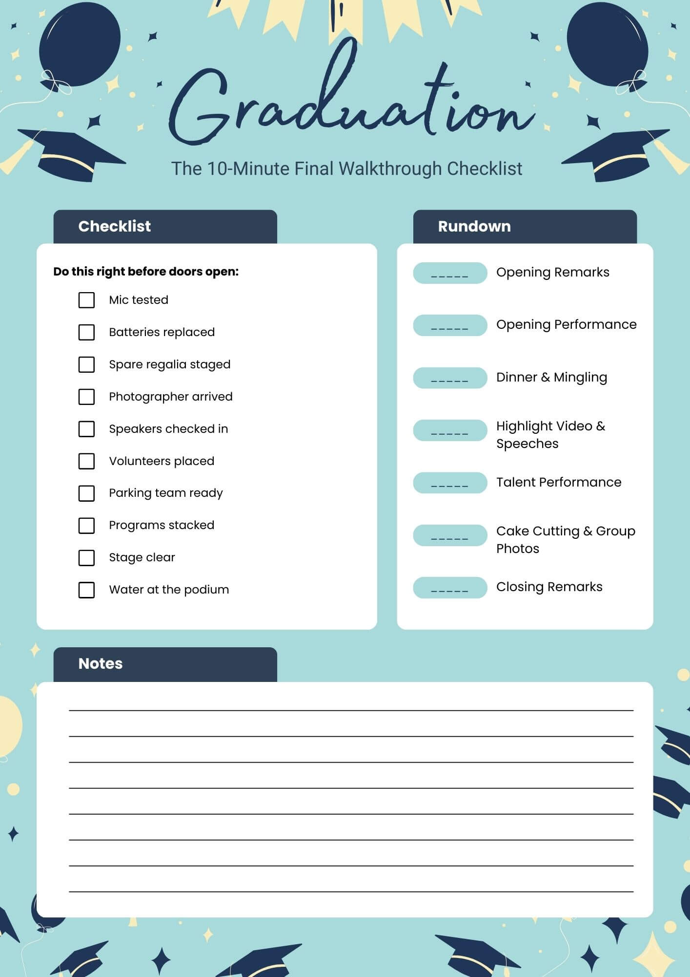 The 10-Minute Final Walkthrough Checklist for graduation day