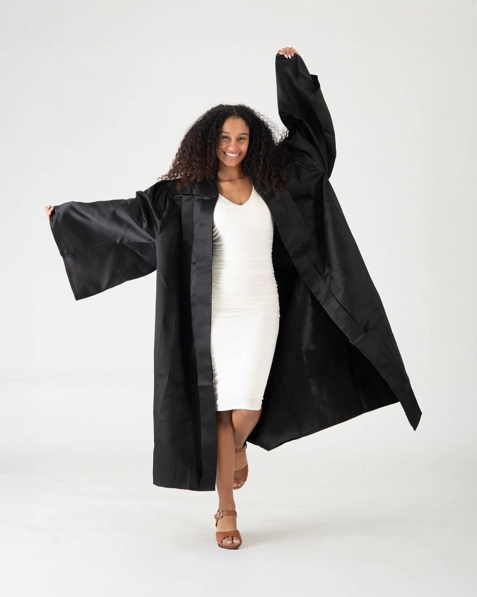 Premium Bachelors Gown - Satin Finish, Black | Graduation Source