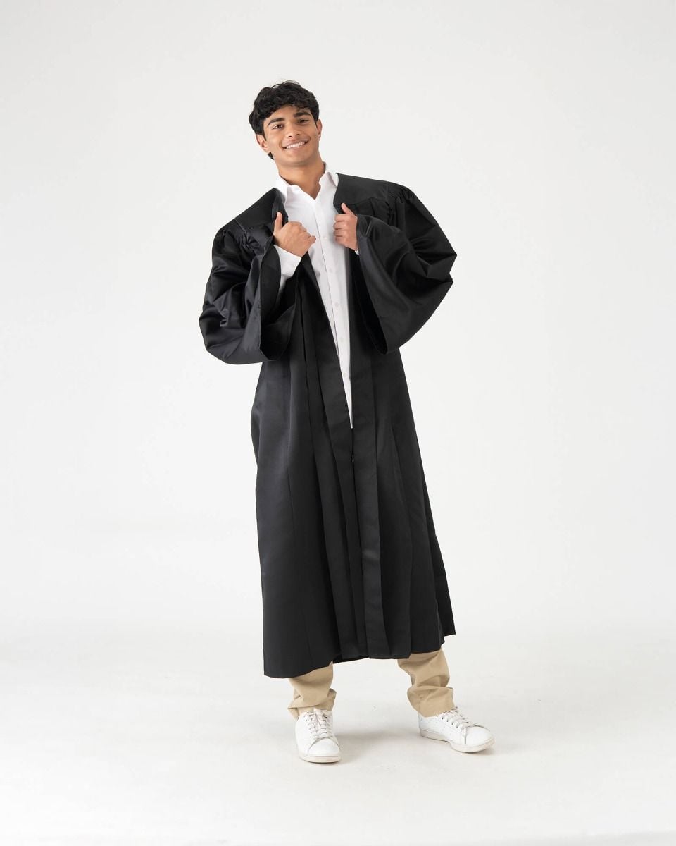 Premium Bachelors Gown - Satin Finish, Black | Graduation Source