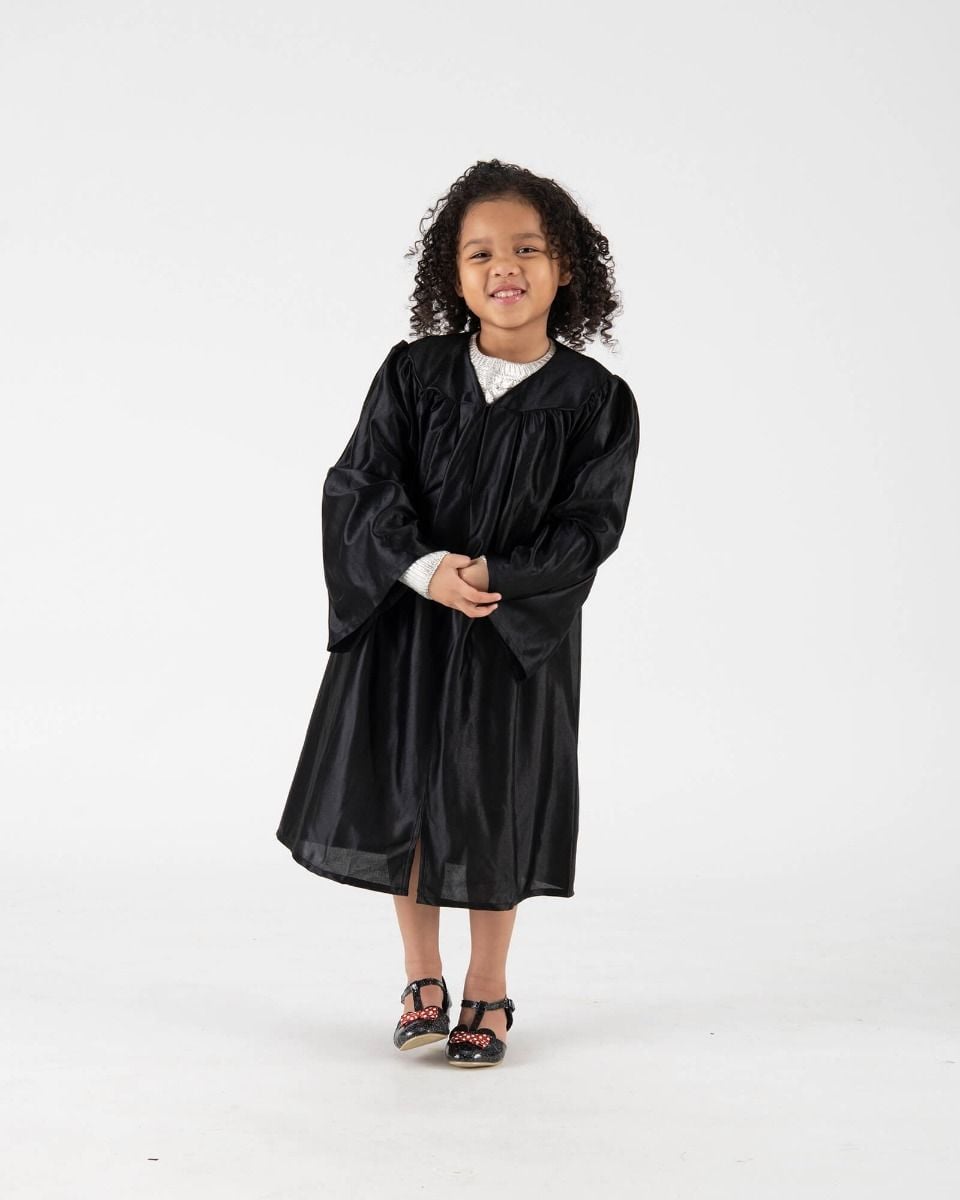 casual white dresses for graduation Child Matte Black Graduation Gown - Preschool & Kindergarten Gowns 33 (4’0” main image 0