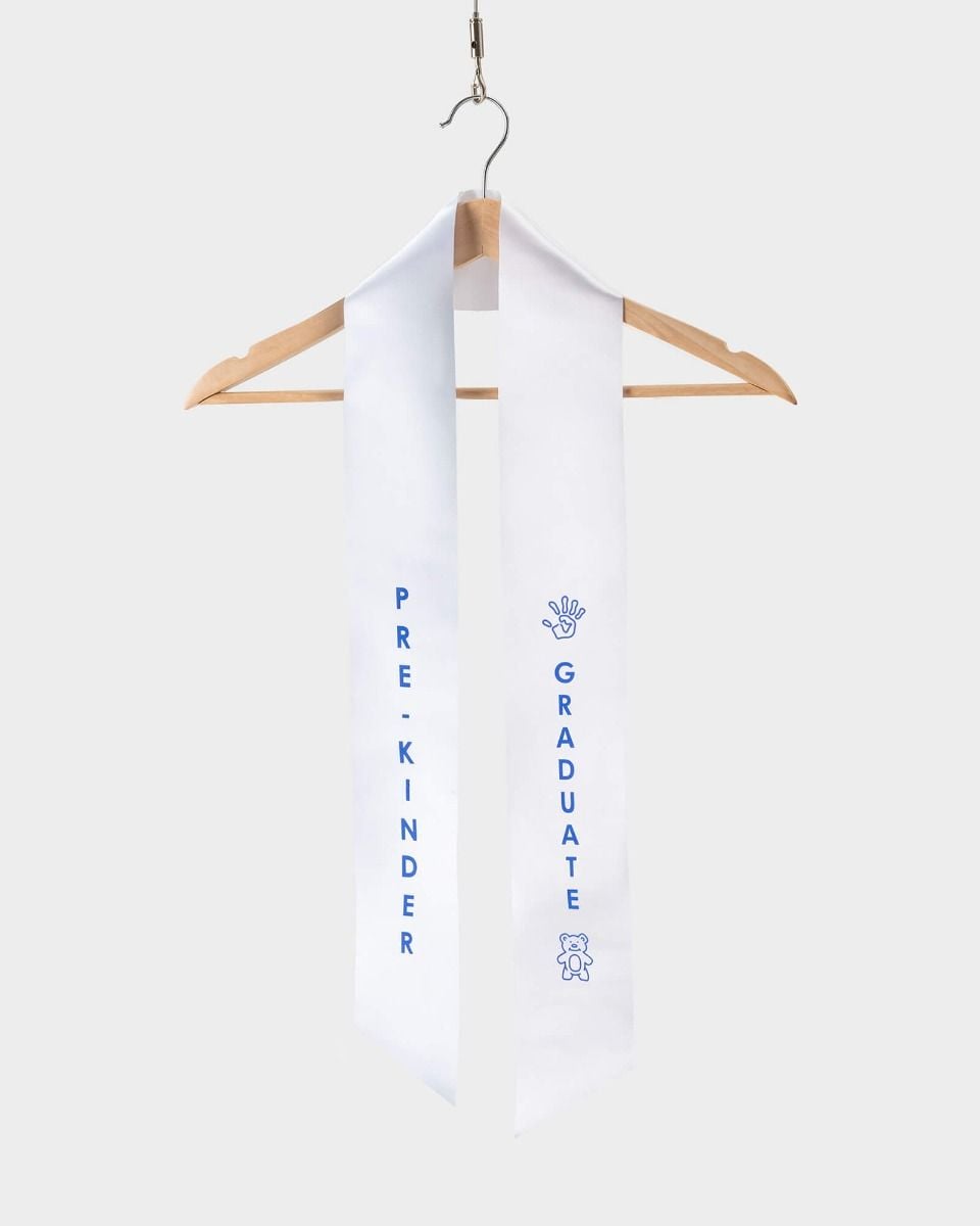 Child Pre-Kindergarten Imprinted White Sash, White | Graduation Source