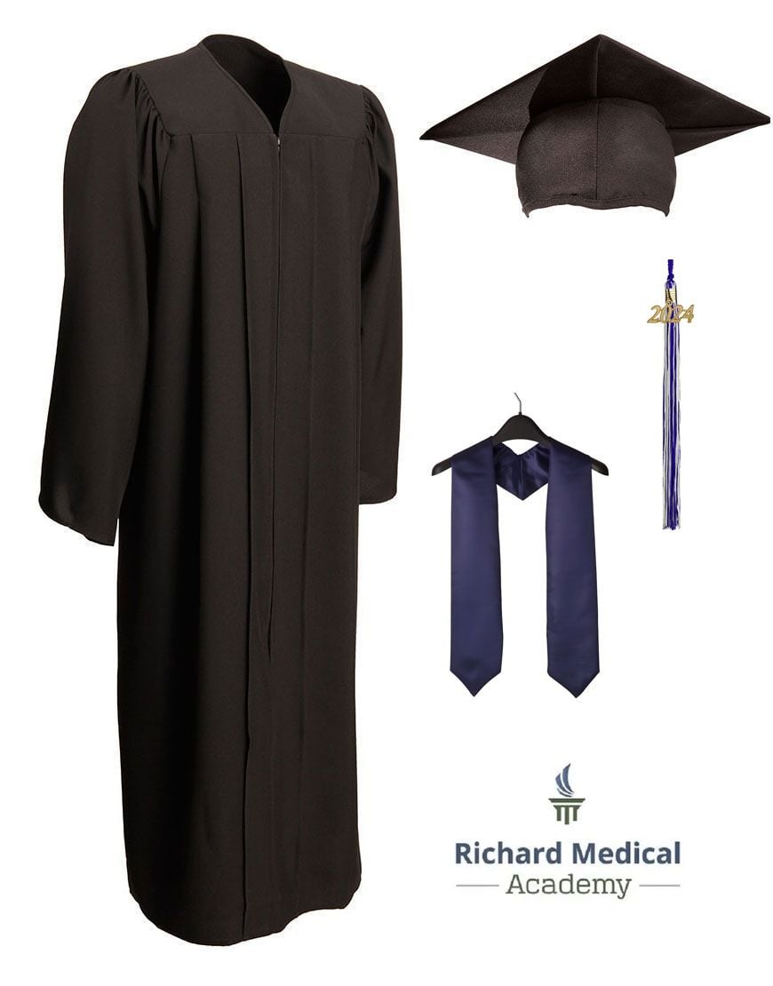 Richard Medical Academy - Black Cap, Gown, Tassel & Stole (RN Graduate)