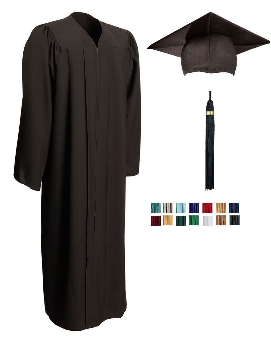 BA Matte Black Graduation Cap, Gown & Jumbo Tassel