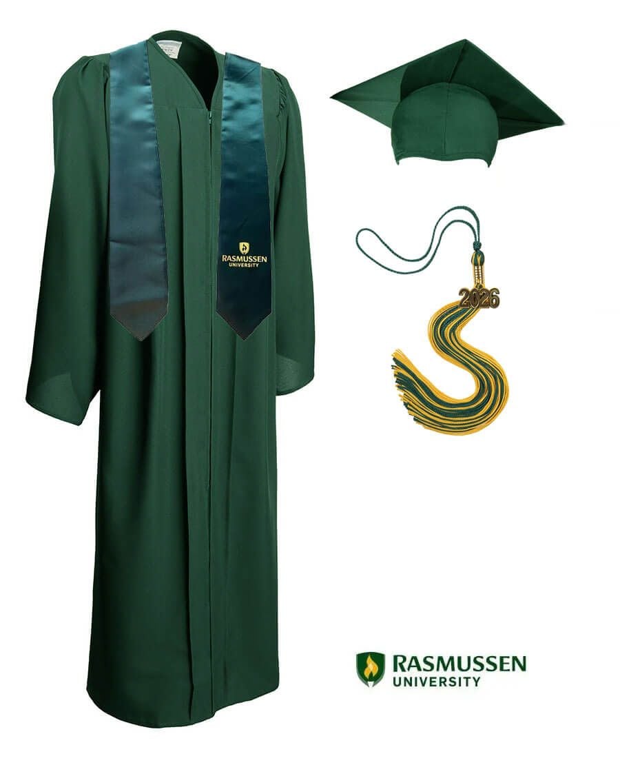 Rasmussen University Undergrad Graduate Cap, Gown, Tassel & Stole Rasmussen University Undergrad Graduate Cap, Gown, Tassel & Stole