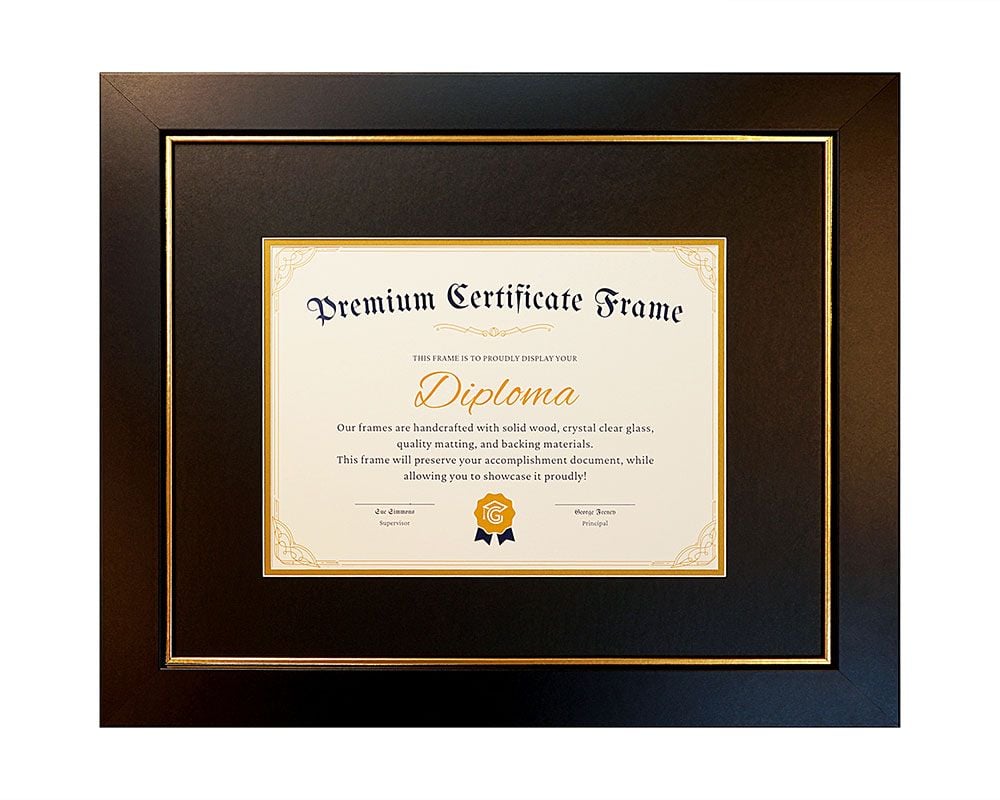 Black Molding Diploma Frame with Black & Gold Matting