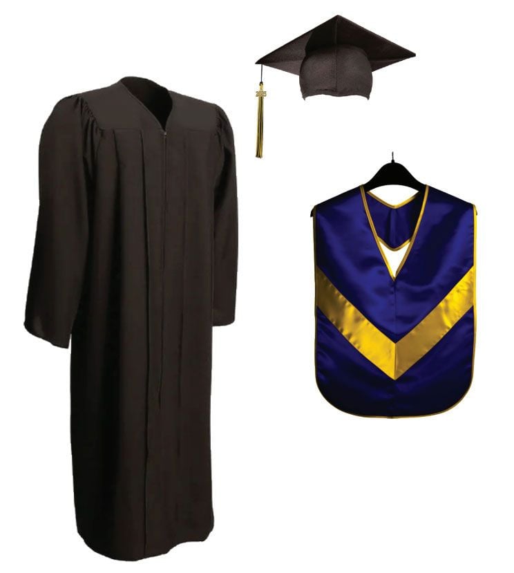CIU Associates Matte Graduation Cap, Gown, Tassel & Shield