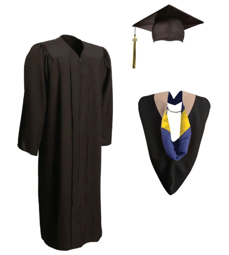 CIU Bachelors Matte Graduation Cap, Gown, Tassel & Hood