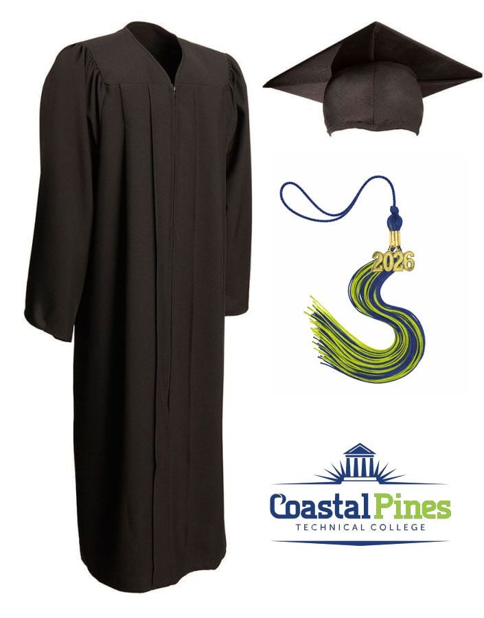 Coastal Pines Technical College Matte Graduation Cap, Gown, & Tassel