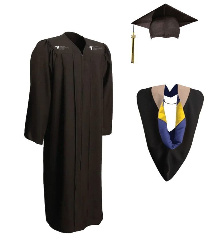 CIU Bachelors Matte Graduation Cap, Gown, Tassel & Hood
