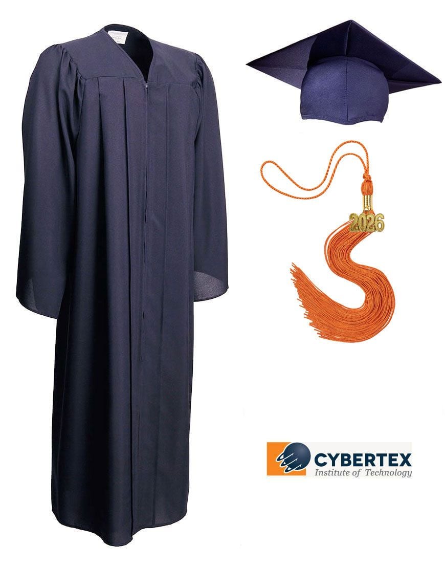 Killen Campus - Cybertex Institute Of Technology - Navt Blue Cap, Gown & Tassel