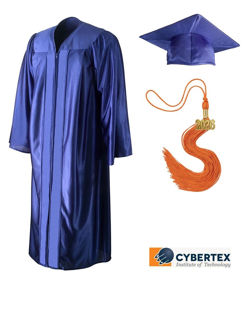 Austin Campus - Cybertex Institute Of Technology - Royal Blue Cap, Gown & Tassel