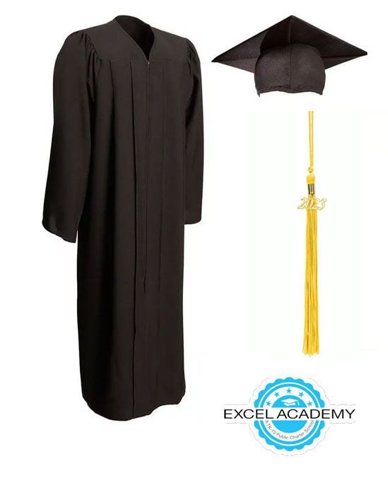 Excel Academy Charter School - Black Blue Cap, Gown & Tassel