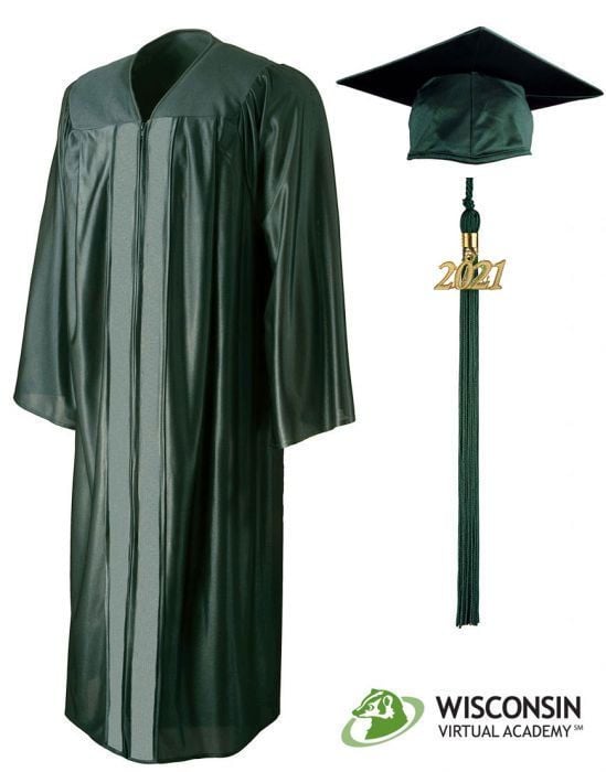 Wisconsin Virtual Academy Forest Green Cap, Gown & Tassel