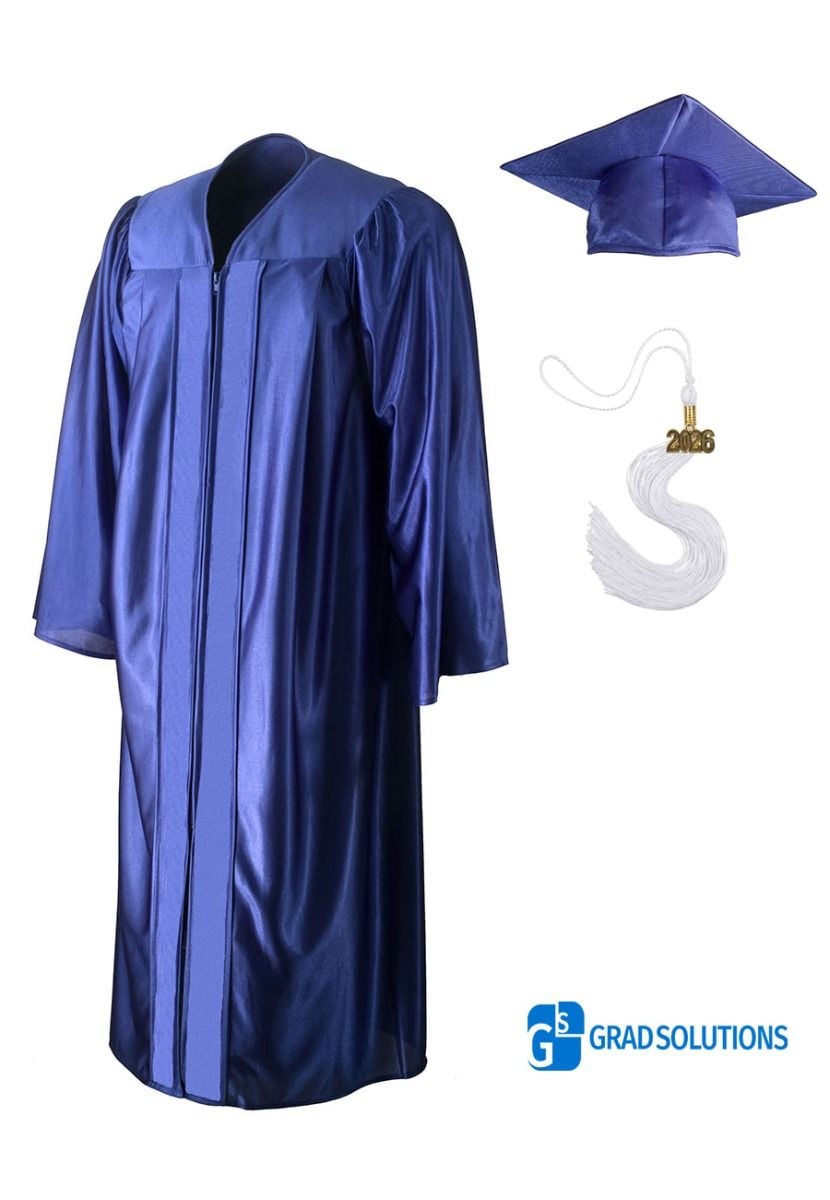 Graduation Solutions Royal Shiny Graduation Cap, Gown & Tassel
