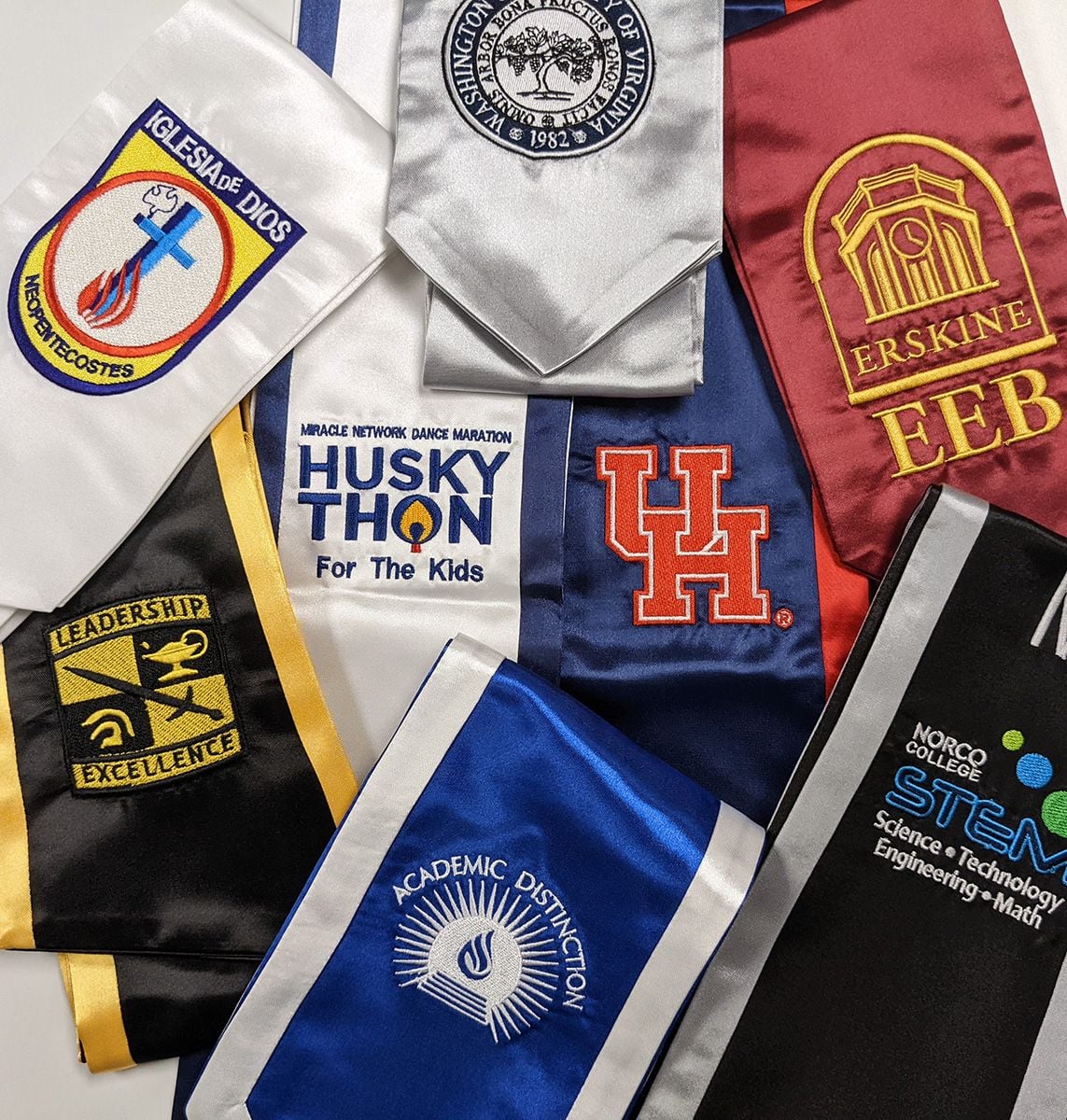 Custom Full-Color Embroidery (1 Side) Graduation Stole 