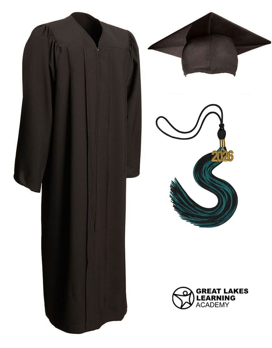 Great Lakes Learning Academy Matte Graduation Cap, Gown & Tassel