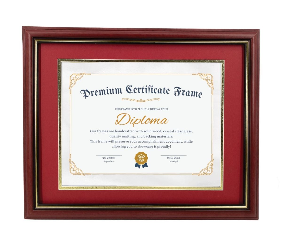 Wood Diploma Frame with Glass Cover