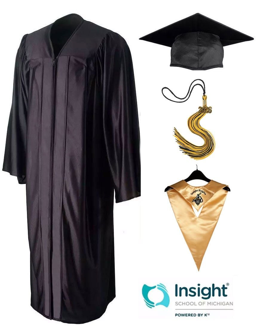 Insight School of Michigan Graduation Cap, Gown, Tassel & V-Stole