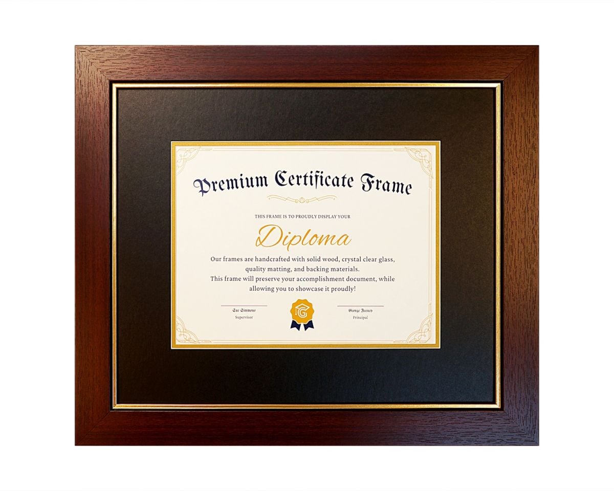 Mahogany Moulding Diploma Frame with Black Matting