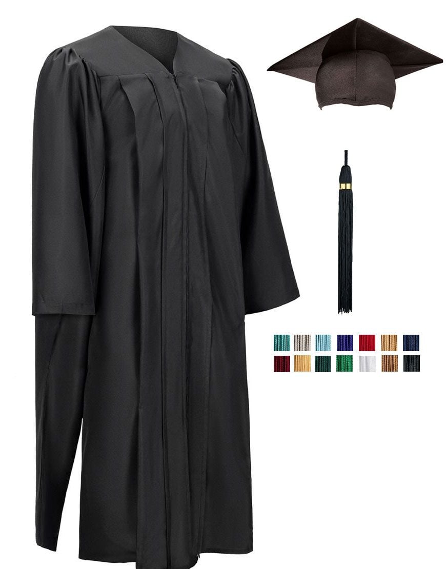 Masters Matte Black Graduation Cap, Gown & Jumbo Tassel