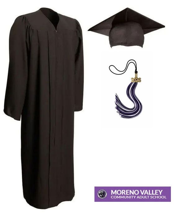 Moreno Valley Community Adult School Cap, Gown, & Tassel