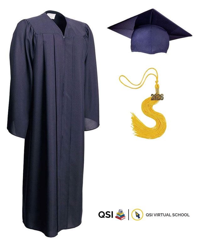 QSI Virtual School Cap, Gown & Tassel