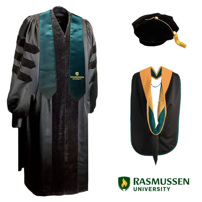 Rasmussen University Doctorate Graduate Tam, Gown, Stole & Hood Rasmussen University Doctorate Graduate Tam, Gown, Stole & Hood