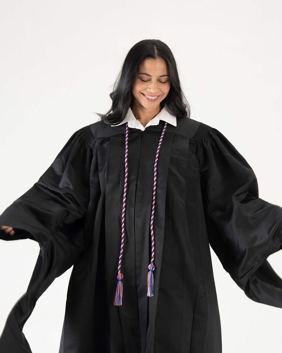 graduation gown dress up Modest Column V Neck Lace Up Side Split Ruched Satin Prom Graduation D –  VOS LEE main image 1