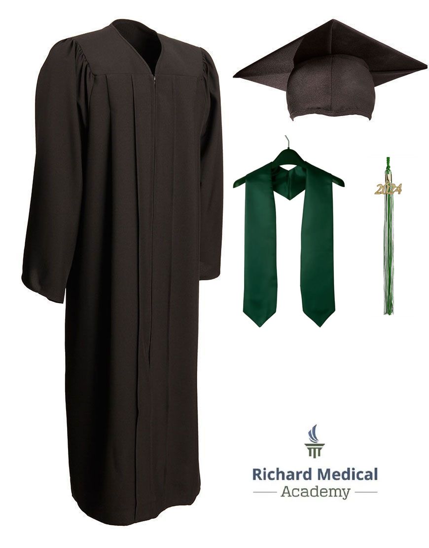 Richard Medical Academy - Black Cap, Gown, Tassel & Stole (PN Graduate)