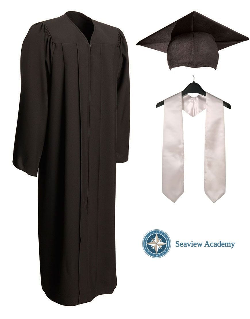 Seaview Academy - Black Cap, Gown & Stole