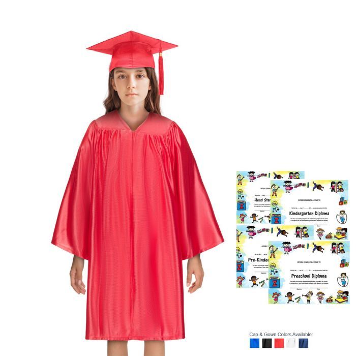 Child Essentials Shiny Cap, Gown, Tassel & Diploma Package