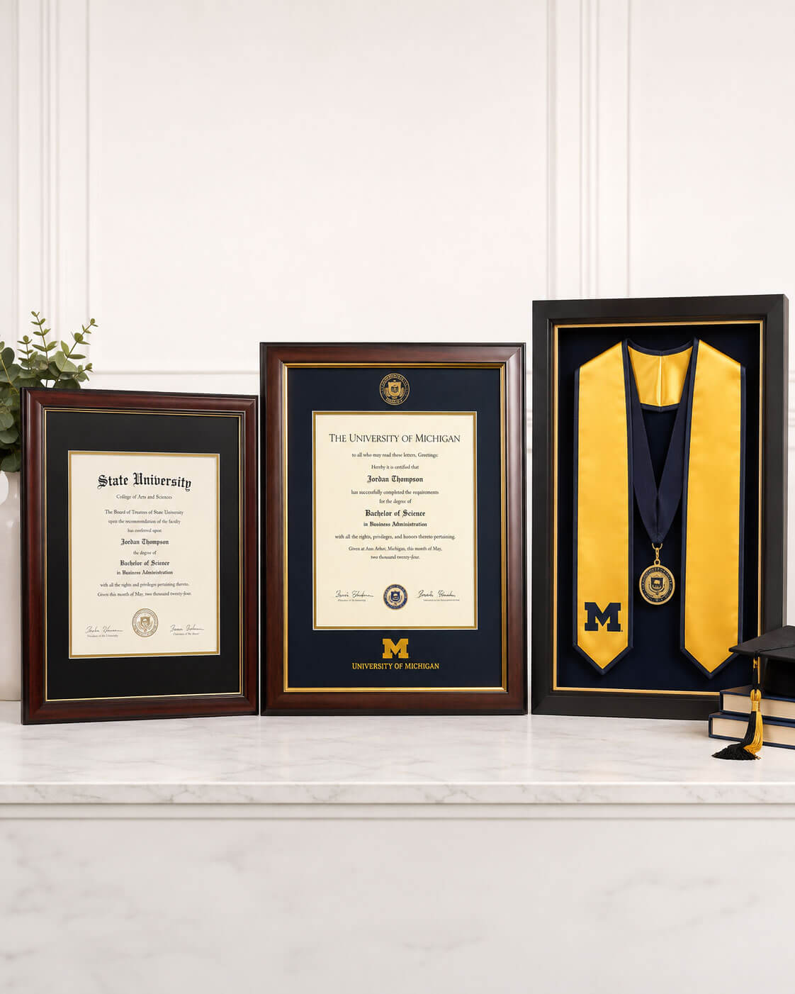 Diploma frames and graduation keepsake display frames