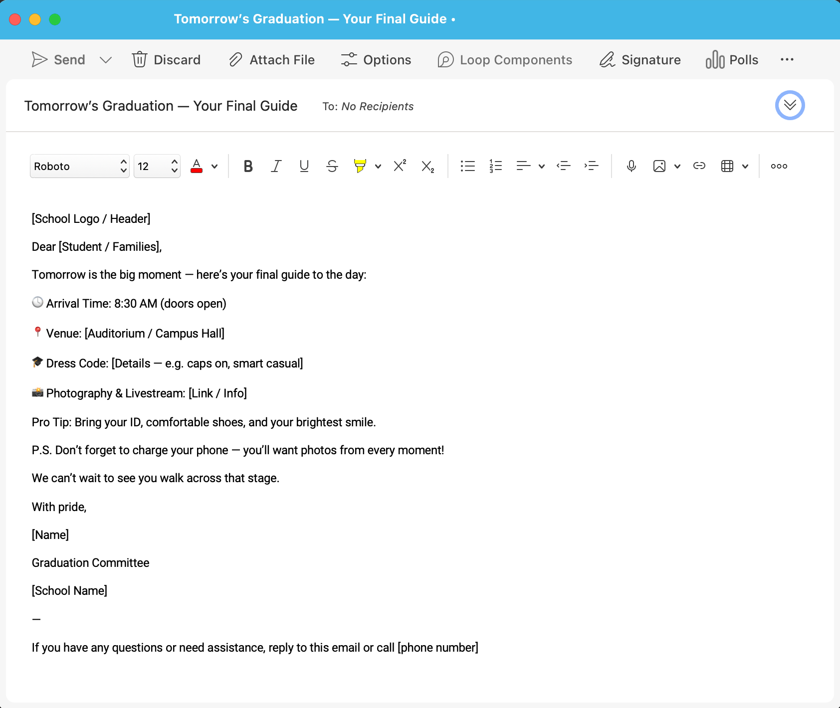 Phase 5 email example
