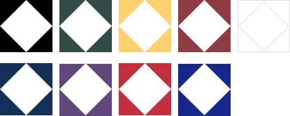 colored squares with white diamonds