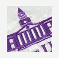 purple embroidered college