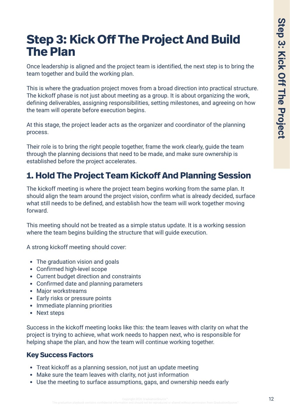 Project kickoff page preview