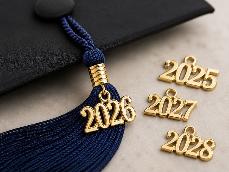 Graduation tassel year charm